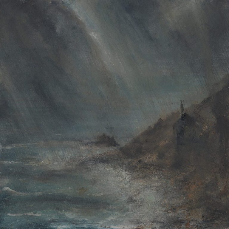 Botallack Besieged Seascape A dramatic oil painting of the north Cornwall coast by renowned landscape artist Tim Yorke-Dunne. Cornwall Artist.